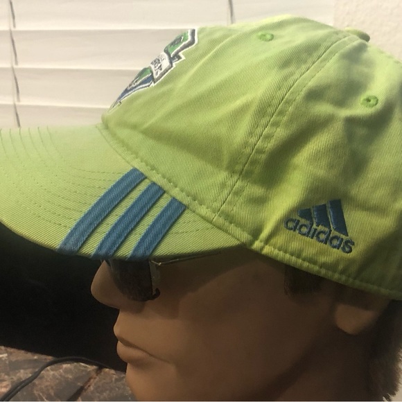 Adidas Seattle Sounders Brand MLS Baseball Hat Lime Green Adjustable Hats - Picture 8 of 11